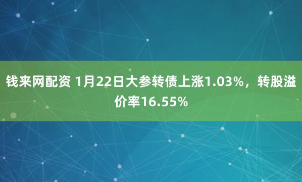 钱来网配资 1月22日大参转债上涨1.03%，转股溢价率16.55%